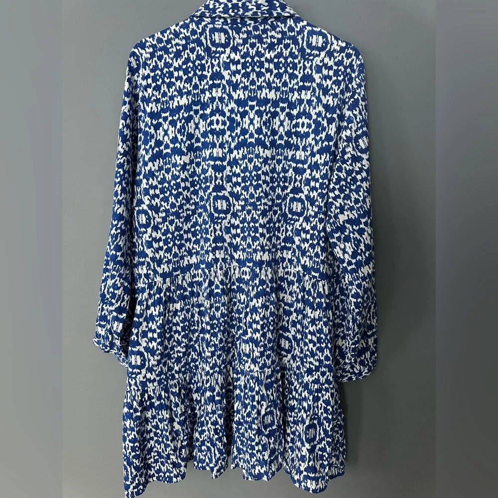 Tiered shirt dress - Bright blue/Patterned| H&M - Picture 4 of 6